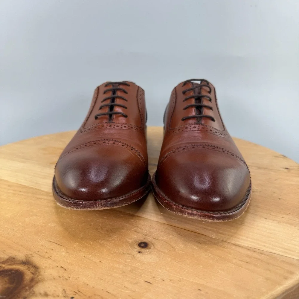 Beckett Simonon Durant Oxfords Mens Size 11 Dress Shoes Brown Leather Cap Toe